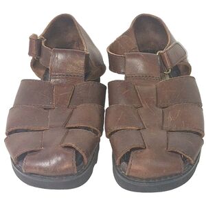 St. Johns Bay Men's Brown Leather Fisherman Sandals Size 7.5M